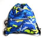 Worek plecak dwustronny z kieszeniami moro niebieskie
